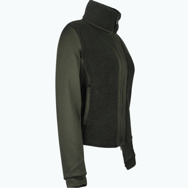 Custom Women's Durable Warm Pile Stretch Fleece Riding Jacket Hooks - Image 2